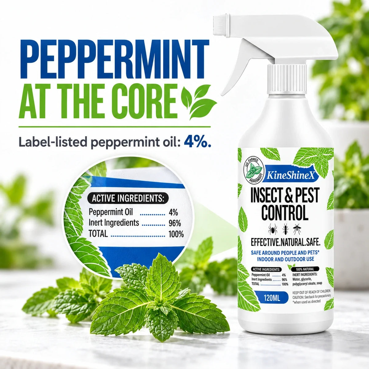 KineShineX Peppermint Pest Repellent Spray – 120 mL
