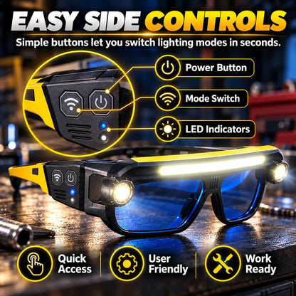 💡 3-in-1 LED Light-Up Safety Glasses | Hands-Free Work Light