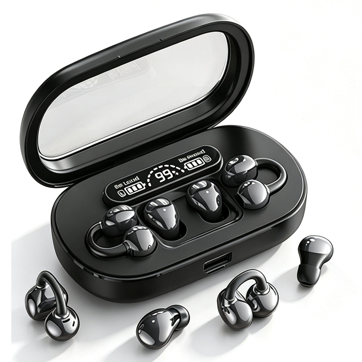 🎧 3-in-1 Smart Slide Wireless Earbuds Set with LED Power Display