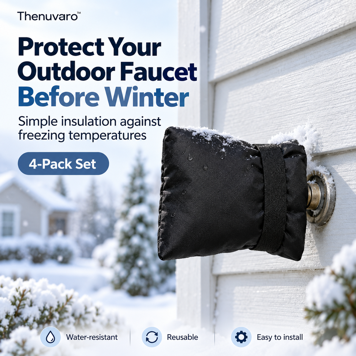 ❄️ 4-Pack Winter Faucet Covers — Protect Outdoor Faucets From Freezing & Costly Repairs