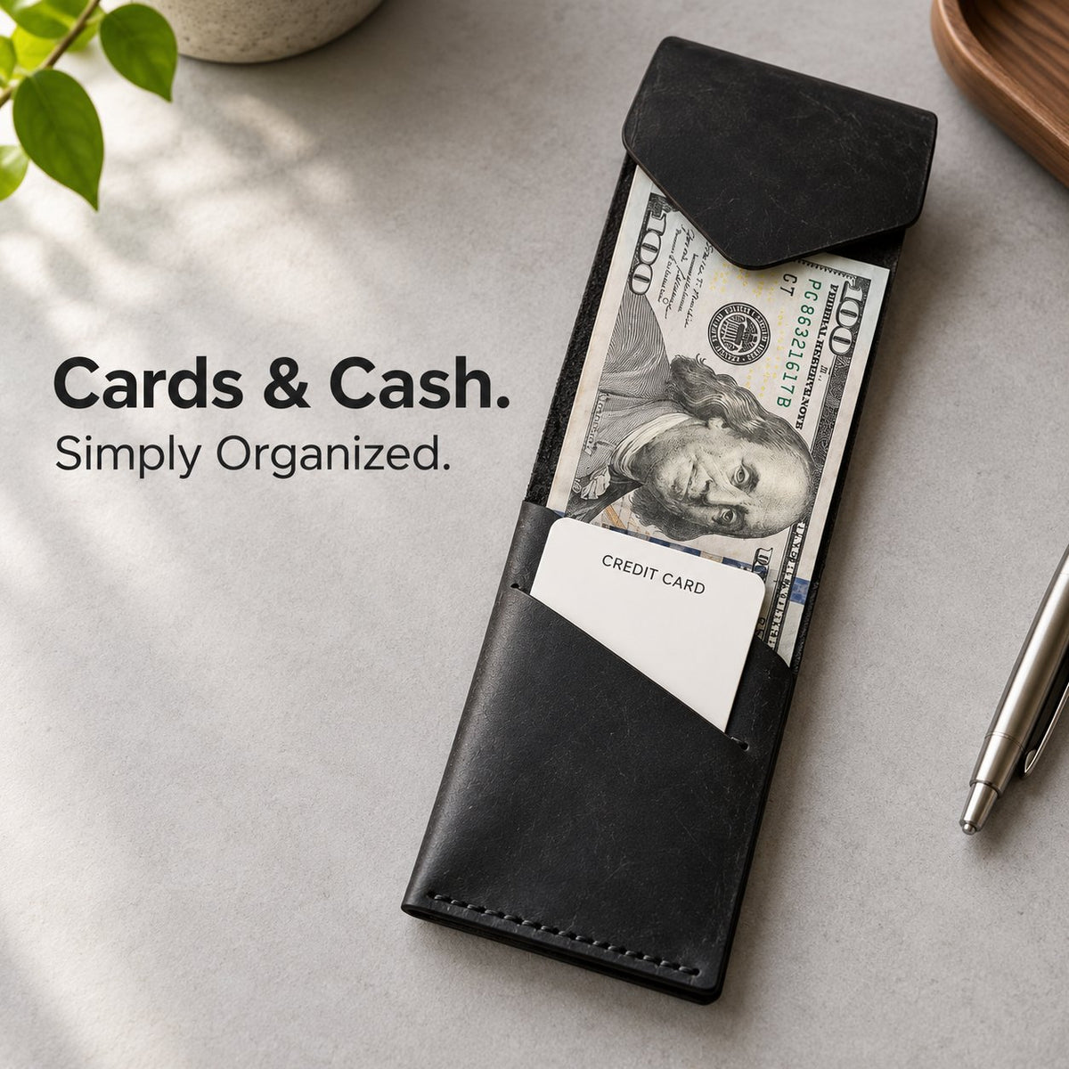 Handmade genuine leather wallet – Slim Magnetic Card & Cash Holder for Men