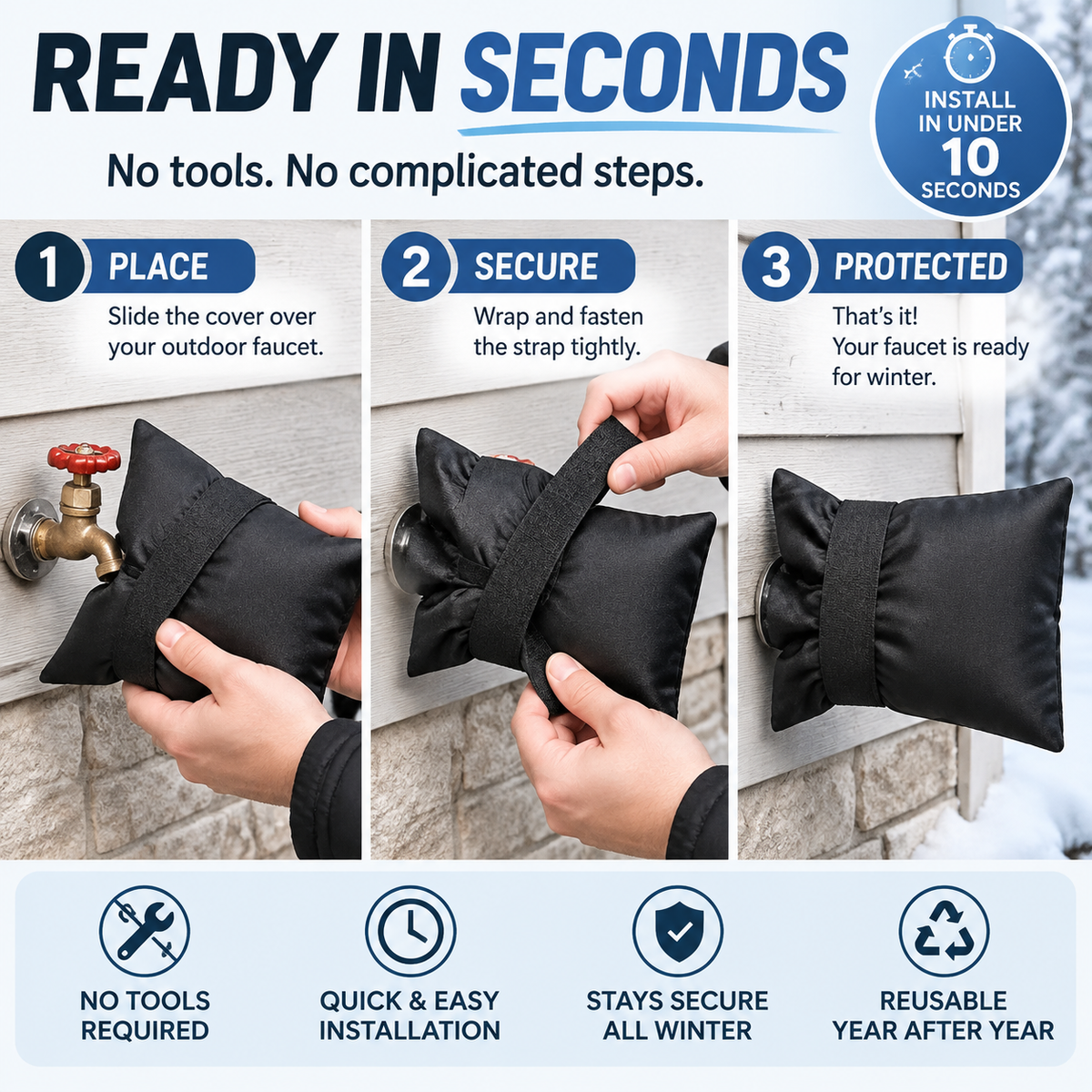 ❄️ 4-Pack Winter Faucet Covers — Protect Outdoor Faucets From Freezing & Costly Repairs