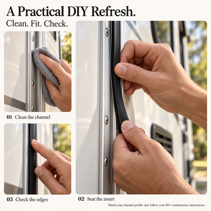 RV Trim Insert – 1″ × 50 ft Flexible TPE Screw Cover for a Fresh, Clean Finish