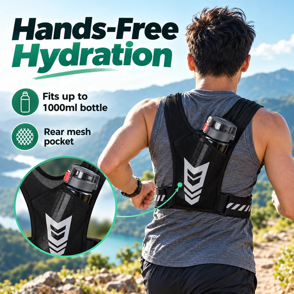 🏃 Lightweight Reflective Running Chest Vest Pack – Bounce-Free Phone Holder & Hydration Vest for Jogging & Hiking