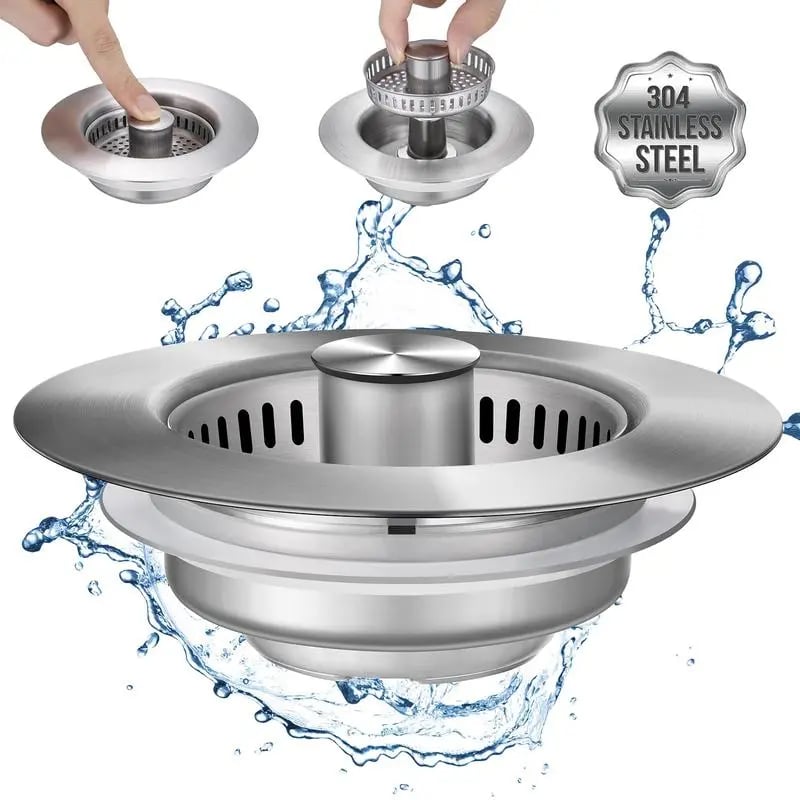 🔥Upgraded 3 in 1 Kitchen Sink Drain Strainer