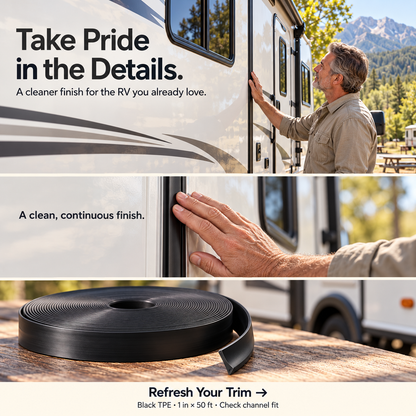 RV Trim Insert – 1″ × 50 ft Flexible TPE Screw Cover for a Fresh, Clean Finish