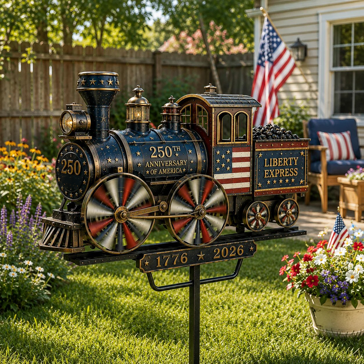 🔥Limited time 55% OFF🔥🚂 “Liberty Express” Train Garden Wind Spinner -✈️ (Free Delivery Fee)