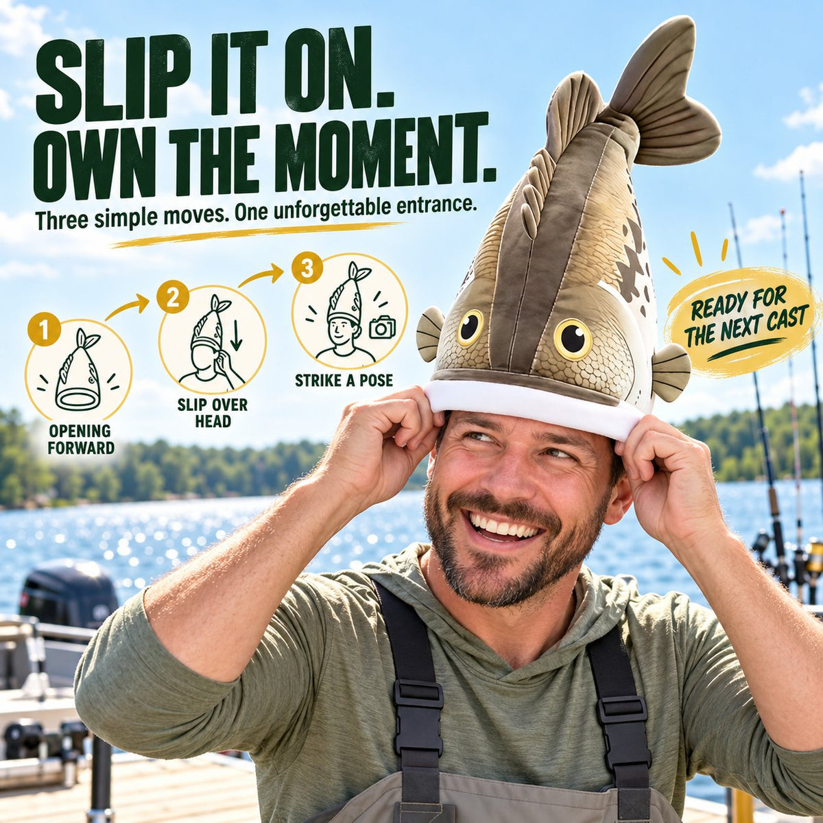 🔥49% OFF🐟 Funny 3D Fish Hat — Funny Fishing Gift for Anglers, Lake Days & Parties
