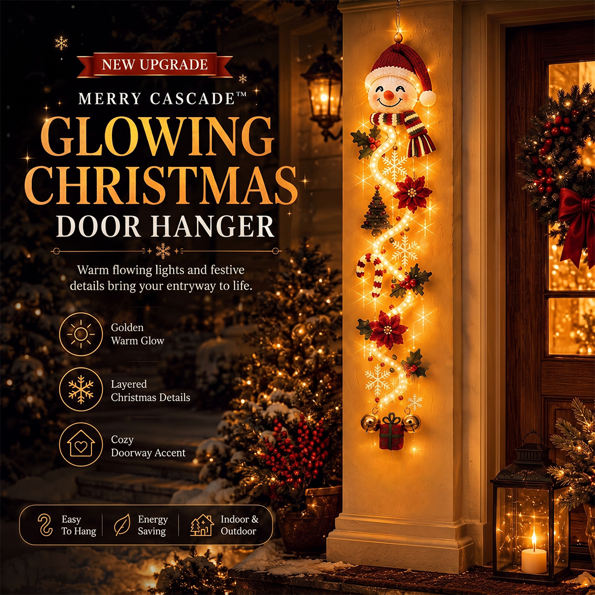 ⏳ Last day! 49% OFF – 🎅MerryCascade™ Glowing Christmas Door Hanger