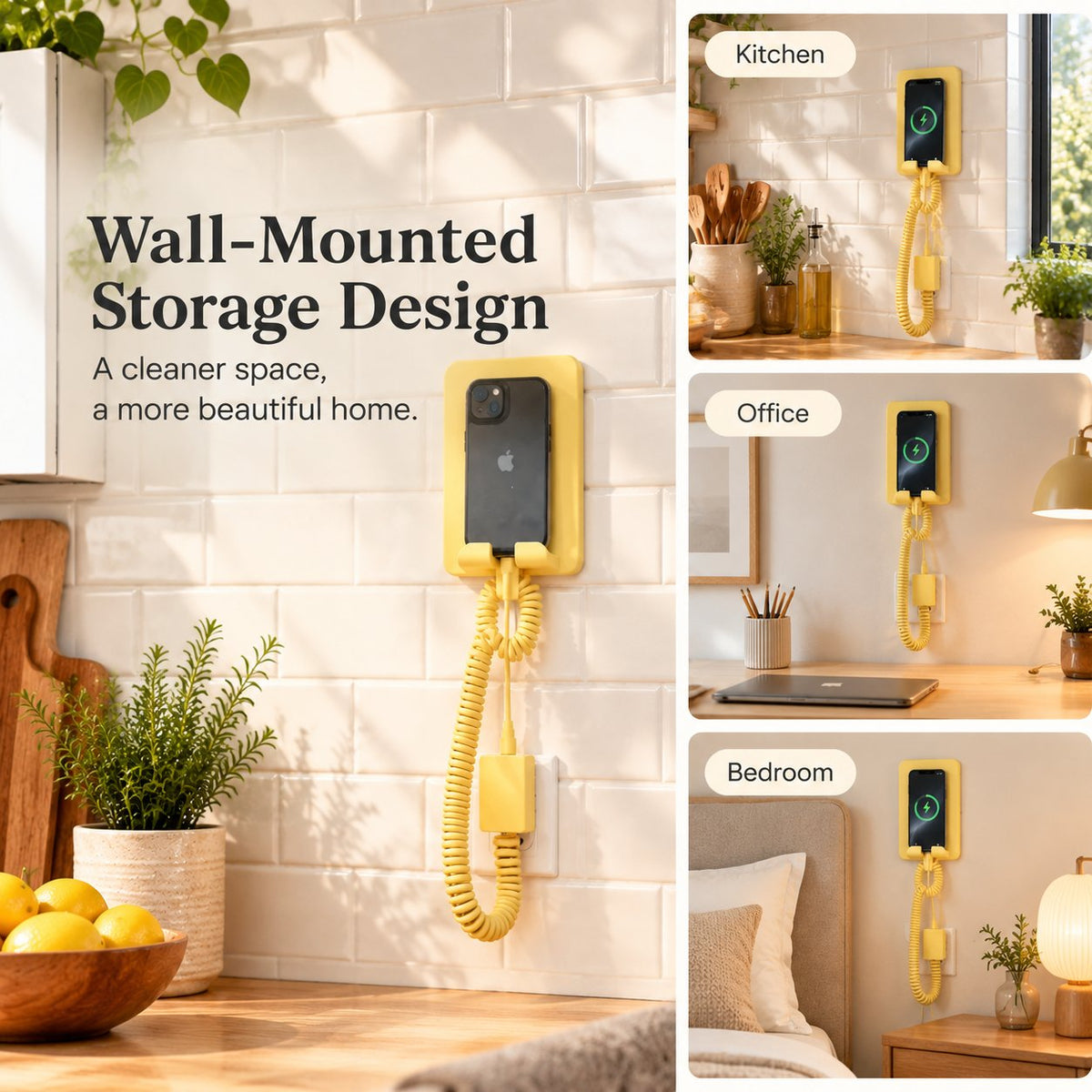 💯Wall-Mounted Charging Dock (with coiled charging cable)