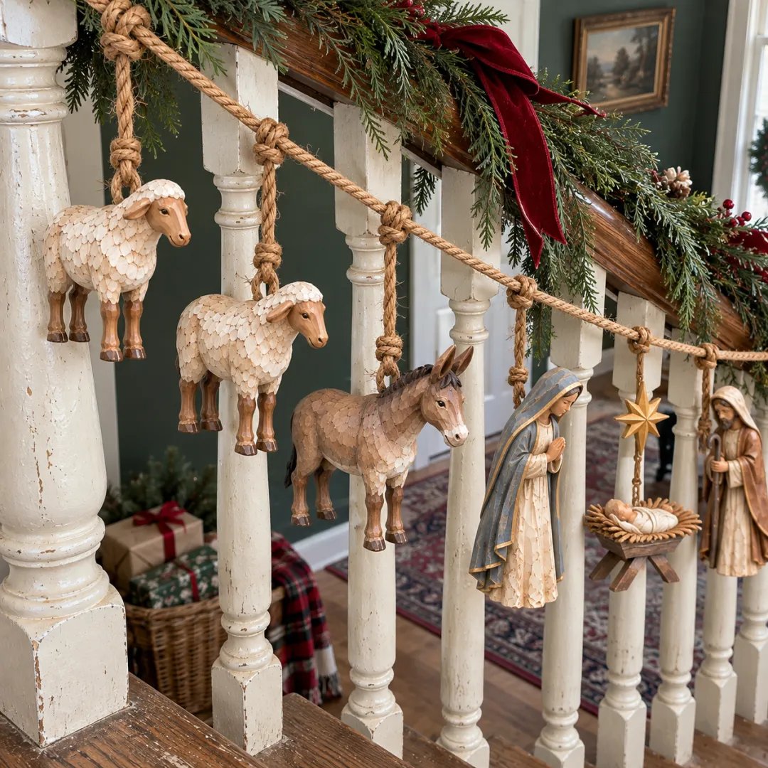 ✝️🎄Handcrafted Wooden Nativity Garland✝️🎄