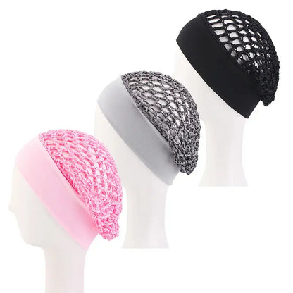 🔥Limited-Time 49% OFF🧶 Wide-Band Crochet Hair Net | 💨 Breathable Stretch Sleep & Beauty Hair Cap