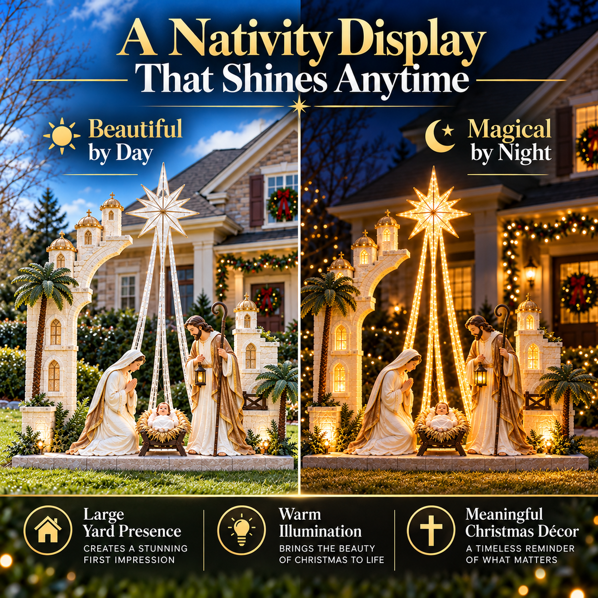 🌟 Magical Light-Up Nativity Scene 🎄 Holy Family Christmas Yard Decoration ✨