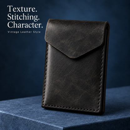 Handmade genuine leather wallet – Slim Magnetic Card & Cash Holder for Men