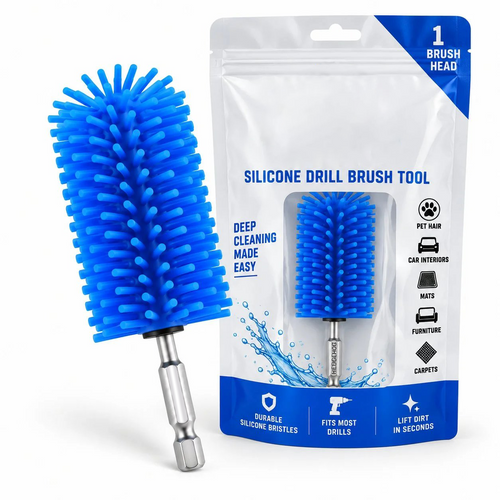 Hedgehog Silicone Pet Hair Drill Brush Set – Drill-Powered Silicone Brushes for Pet Hair, Carpet & Upholstery