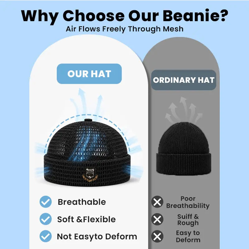 Lightweight Netting Beanie - BreathableCuffed skull cap for Summer Runs