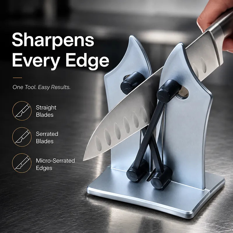 Professional Stainless Steel Knife Sharpener – Fast Sharpening for Smooth, Wavy & Micro-Tooth Blades, Adjustable 16°-32°
