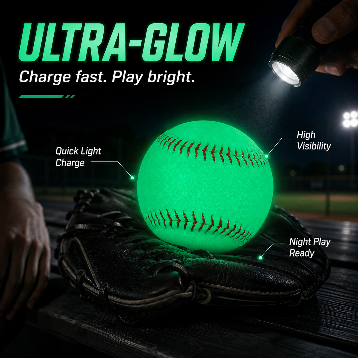 Glow-in-the-Dark Regulation Baseball — The Ultimate Night Backyard Game ⚾✨