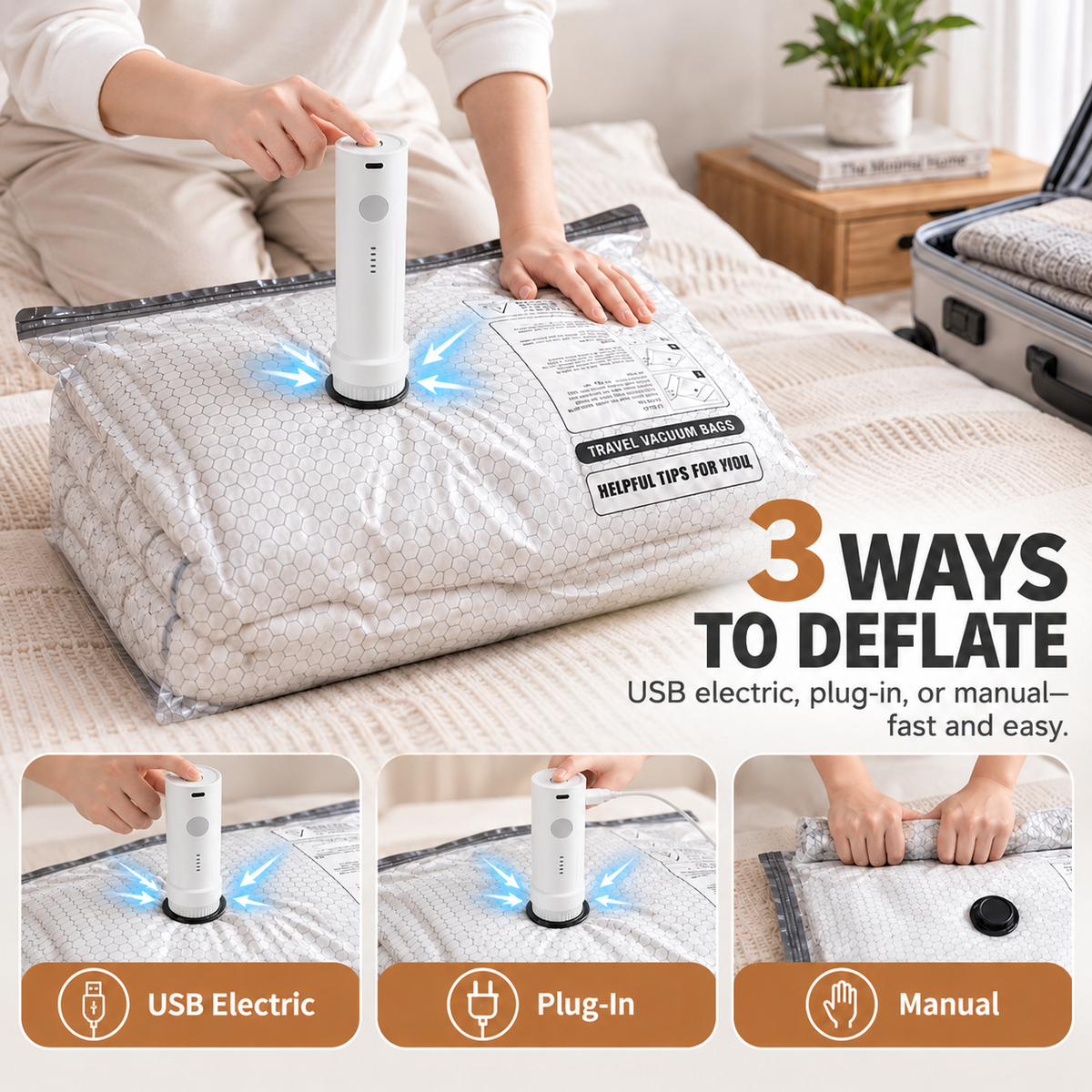 Travel Vacuum Compression Storage Bags with Electric Pump✈️