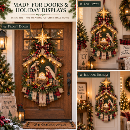 ⏳ 49% OFF – DIY Lighted Christmas Nativity Scene Door Hanging Kit 🎄