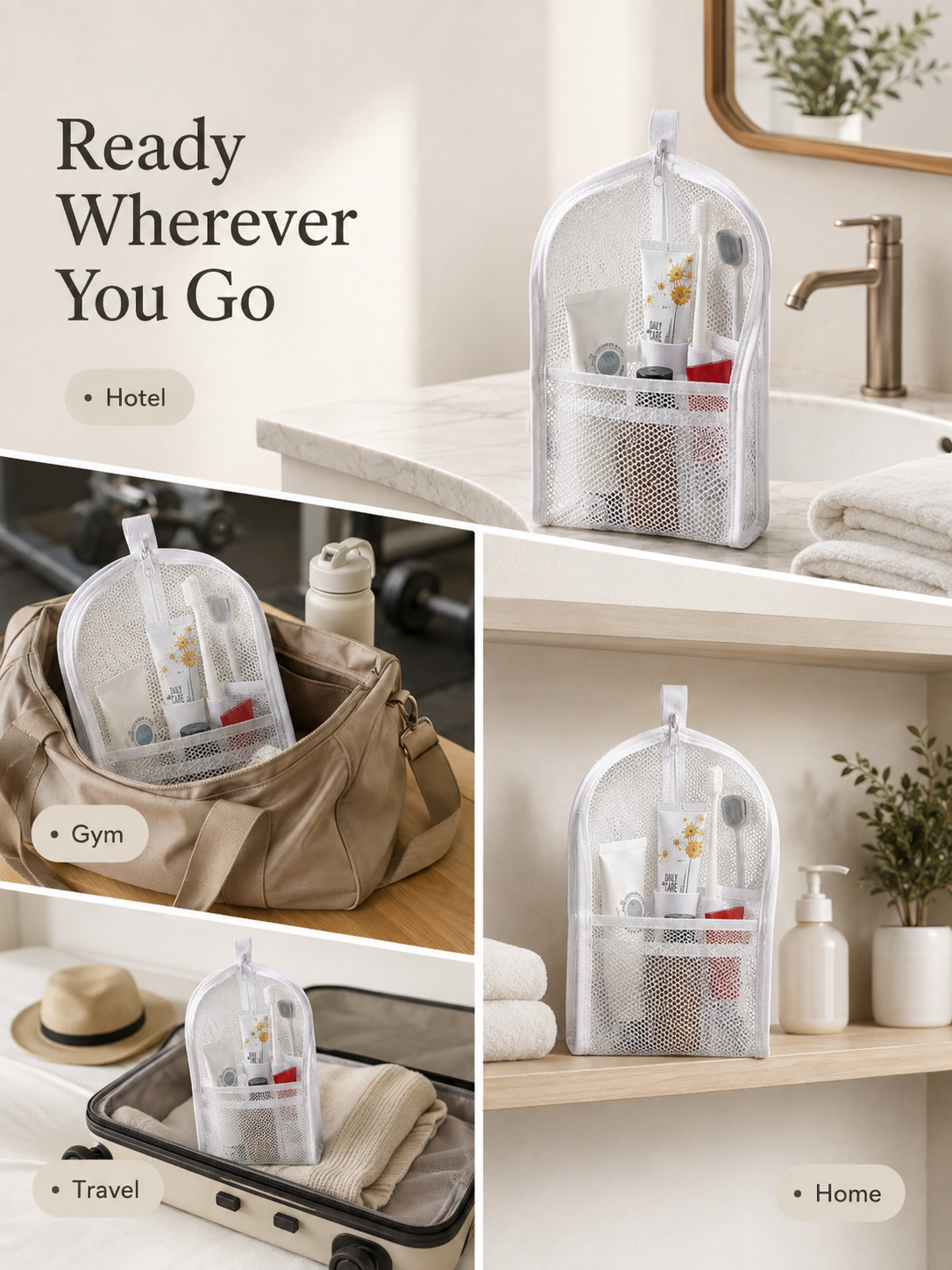 Self Standing Travel Toiletry Pouch