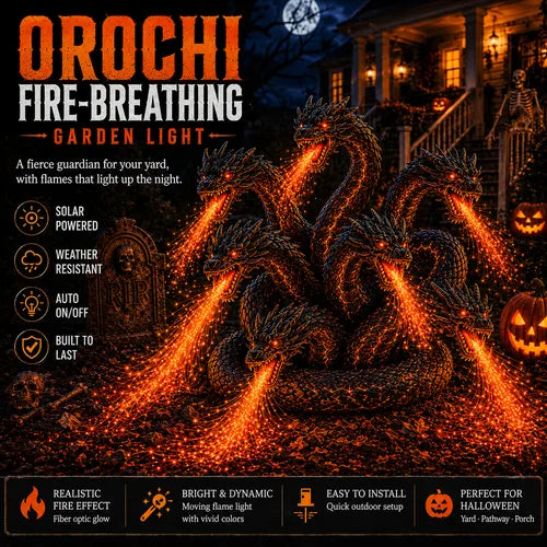 🔥 3-Headed Hellhound Halloween Light – Solar Fire-Breathing Yard Monster