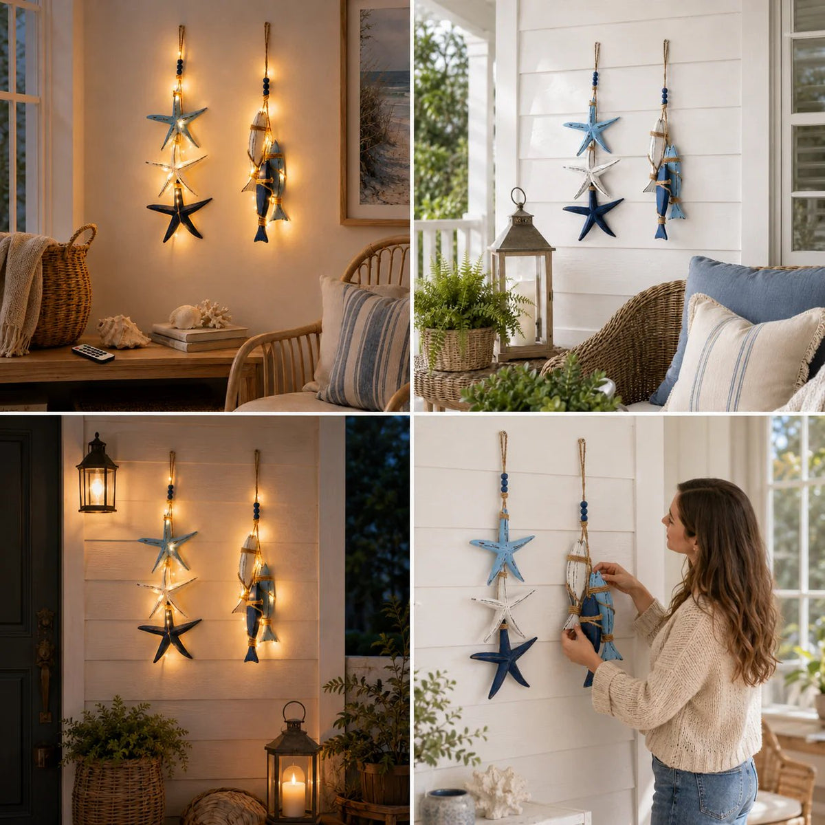 ⭐2026 HOT SALE🐟🌊Lighted Coastal Wooden Starfish & Fish Hanging Decor