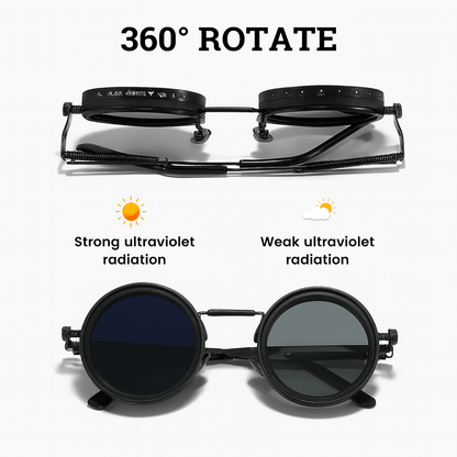 🔥49% Off🔥Adjustable Tint Rounded Polarized Lenses Retro Sunglasses
