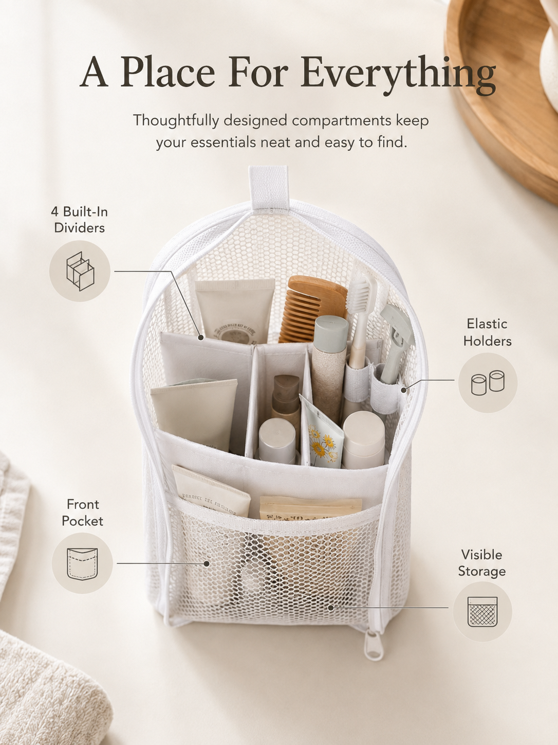 Self Standing Travel Toiletry Pouch