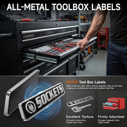 🔧 12-Pack Magnetic Toolbox Labels – Find Your Tools Faster