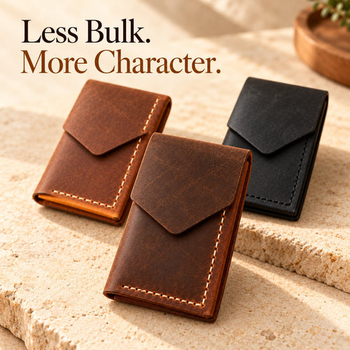 Handmade genuine leather wallet – Slim Magnetic Card & Cash Holder for Men