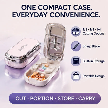 49% OFF -💊Portable Pill Cutter/Splitter & Storage Case (Cuts into 1/2, 1/3, or 1/4 portions)