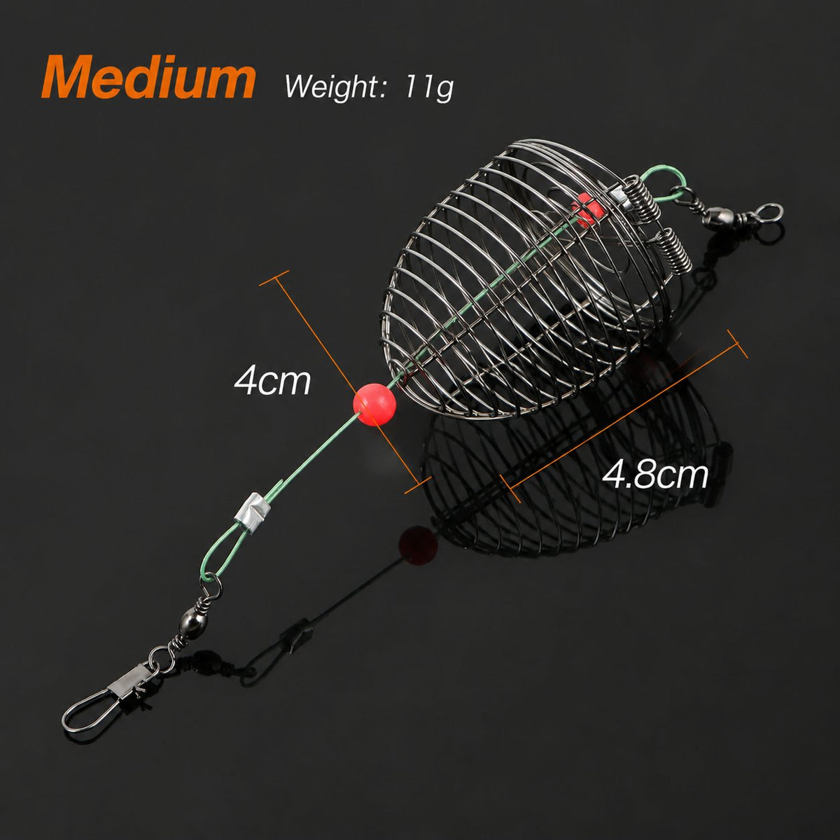Stainless Steel Fishing Bait Cage Trap Basket Feeder Holder- Fishing Rig Attachment
