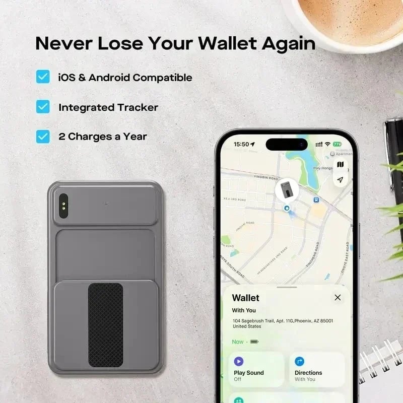 💯🏆 ✨ Smart Minimalist Wallet 2.0 – Slim Metal Card Holder with Built-In Tracker, RFID Blocking & MagSafe Compatibility🧲