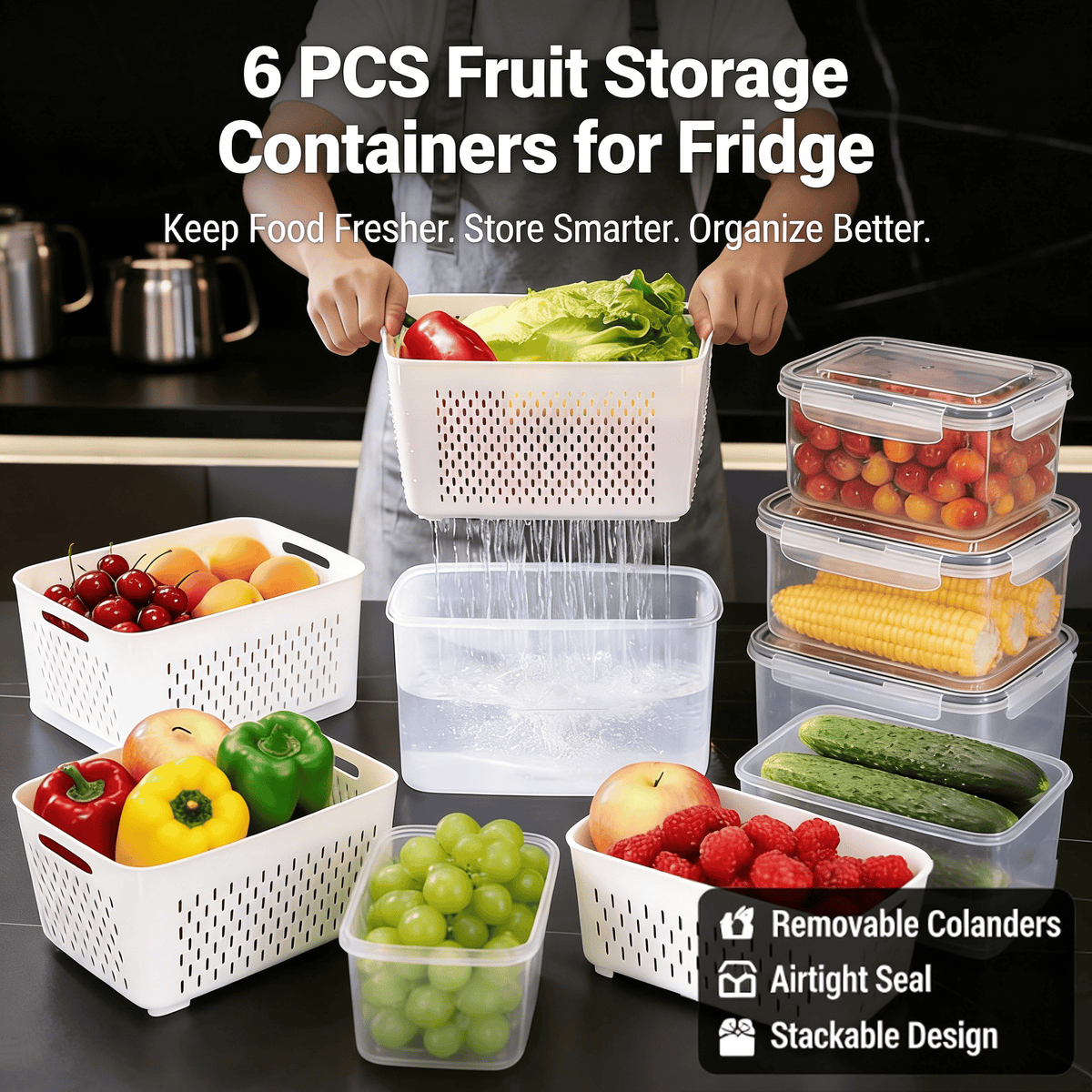 Food Storage Containers for Refrigerator Organization(3-6 PCS)