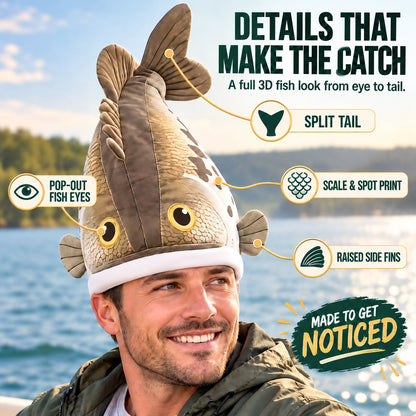 🔥49% OFF🐟 Funny 3D Fish Hat — Funny Fishing Gift for Anglers, Lake Days & Parties