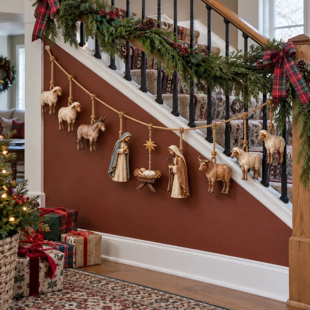 ✝️🎄Handcrafted Wooden Nativity Garland✝️🎄