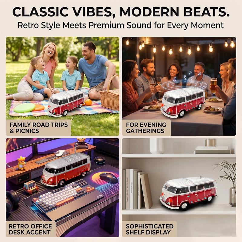 🚌WS-267BT Rechargeable Portable Bluetooth Speaker (Bus/Campervan Shape, ABS Build, 50Hz-20kHz)