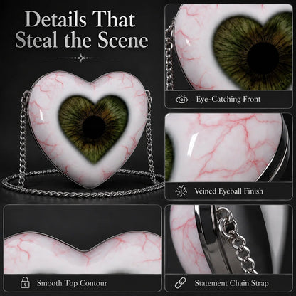 Gothic Heart Eye Crossbody Bag – Chain Statement Purse