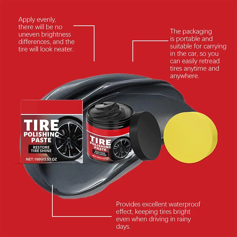 ✨ Tire Shine Balm with Sponge – Deep Black Tire Finish