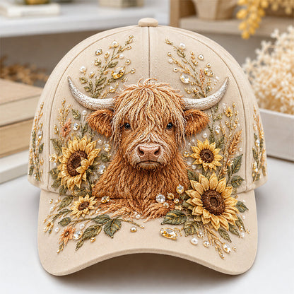 🦬✨ 3D Highland Cow Printed Cap