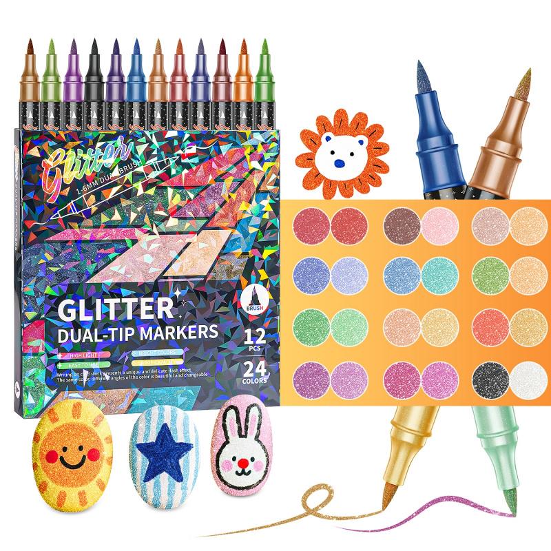🔥49% Off🎨24/48/72/96 Colors Glitter Effect Brush Markers