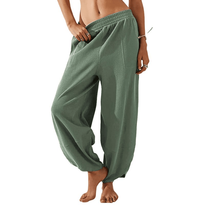 Womens Baggy Wide Leg Pants Casual Elastic Waisted Palazzo Harem Pants with Pockets