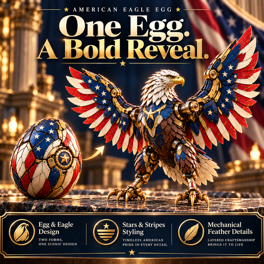 🦅🇺🇸 Patriotic Eagle Transforming Egg ✨ Mechanical Collectible Statue with Stunning Wings