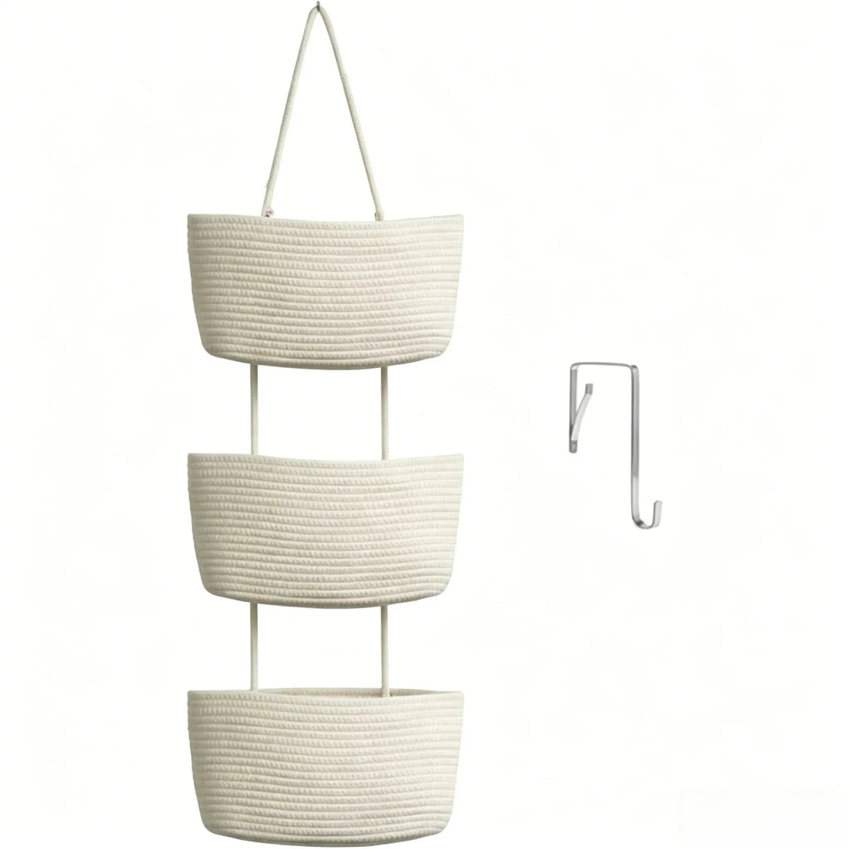 🌿 Woven Cotton 3-Tier Over-Door Basket