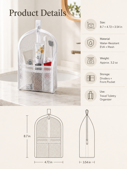 Self Standing Travel Toiletry Pouch