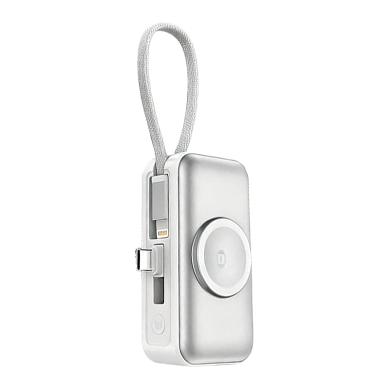 🔋 3-in-1 Power Bank – Integrated Cable & Foldable Wall Plug – Wireless Watch Charger for iPhone & Android ✈️