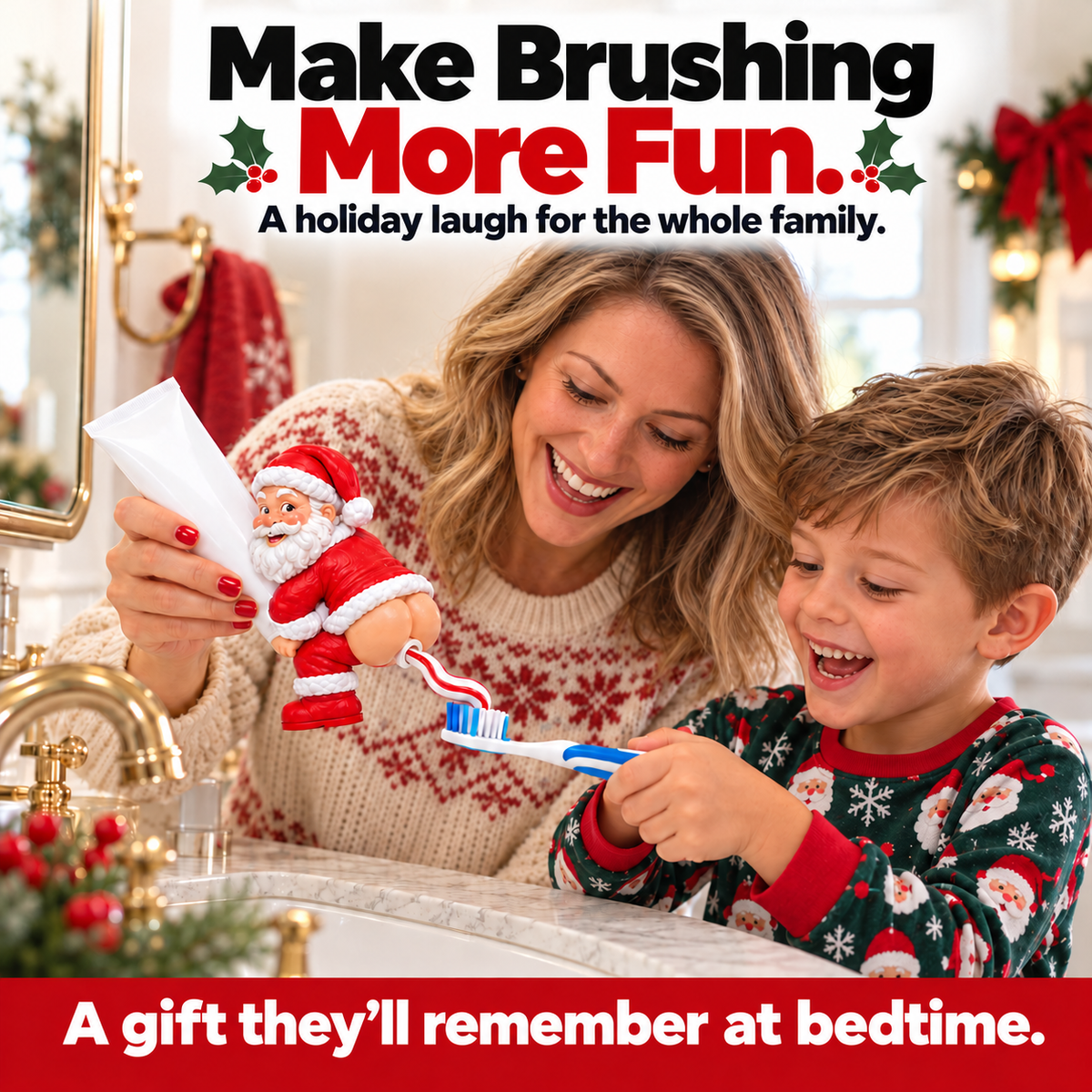 🎅 Cheeky Santa Toothpaste Topper - Funny Christmas Gag Gift 🎄