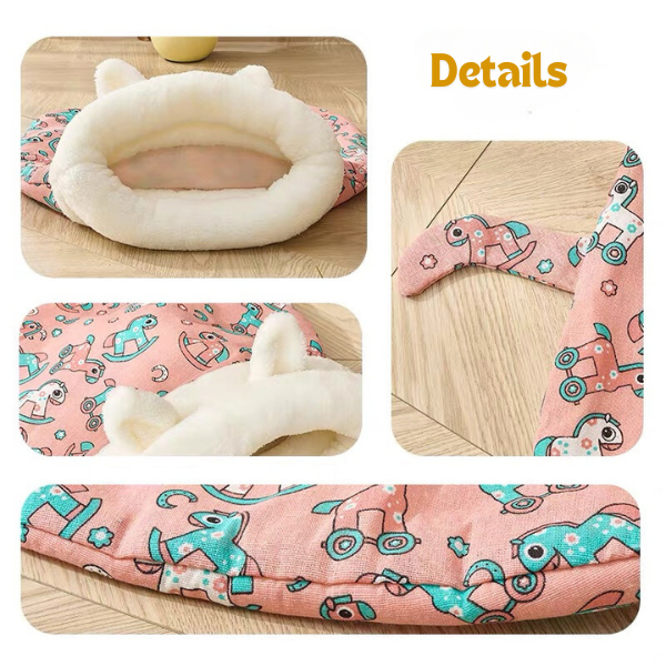 ⏳Limited-time 50% off💥Warm Plush Thick Cat Sleeping Bag – Soft Burrow Cat Bed, Self-Warming Enclosed Cave Bed for Kittens & Small Pets, Cozy Hideaway Nest