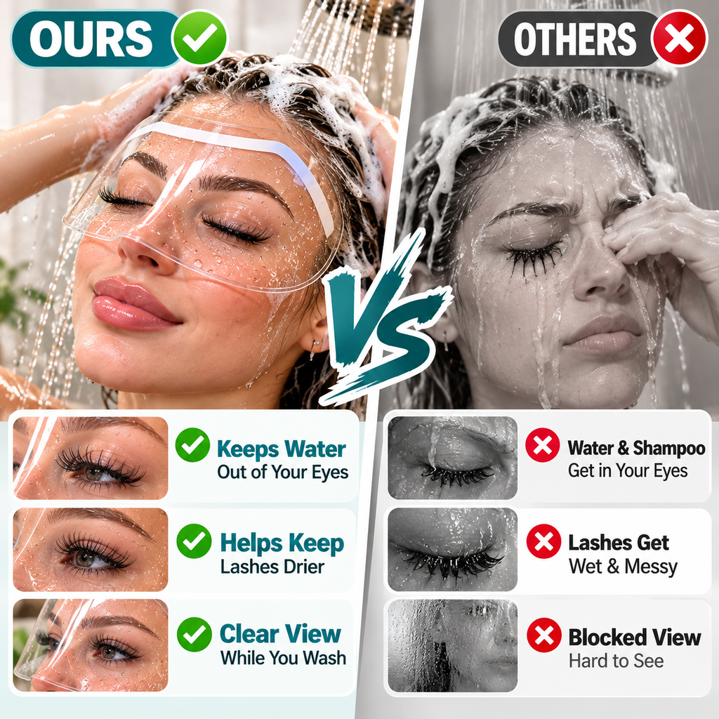 💧 Transparent Hair Washing Face Shield – Help Keep Shampoo & Splashes Away from Your Face 🚿